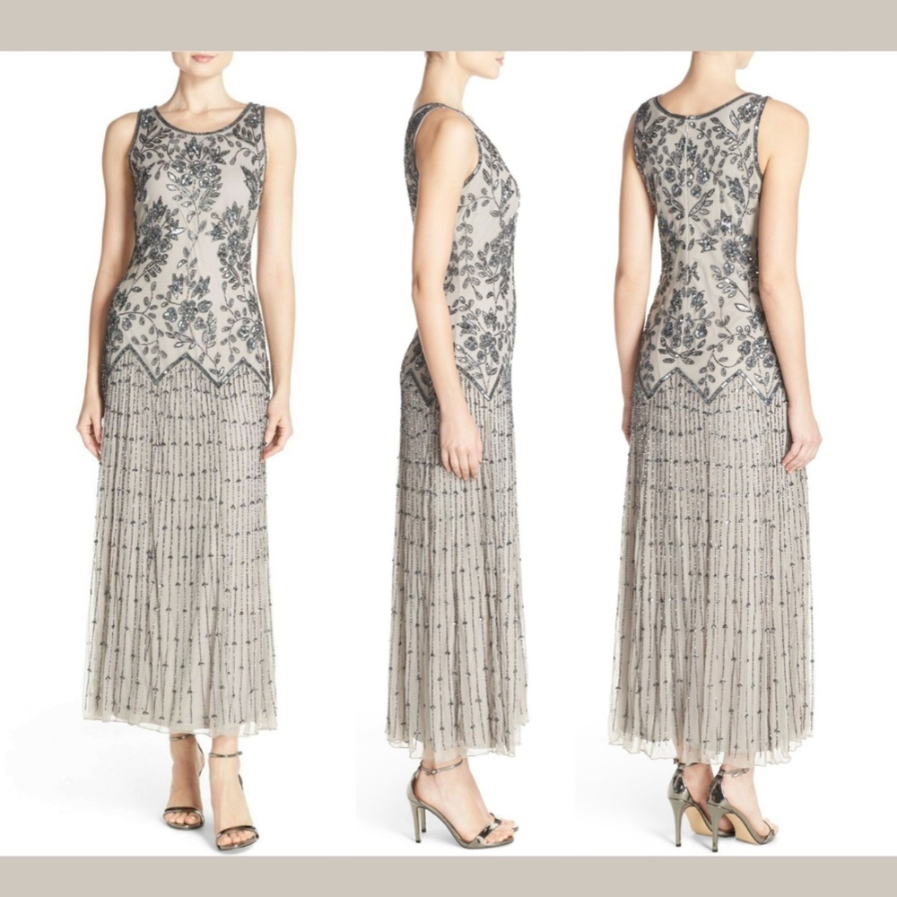 NWT! Pisarro‎ Nights Embellished Drop Waist Mesh Gown [SZ 2 ]